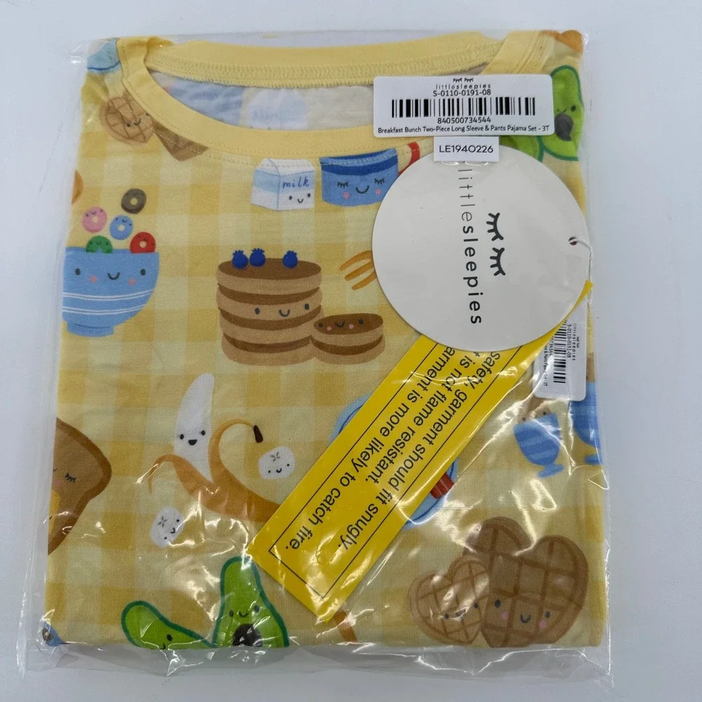 Little Sleepies Breakfast Bunch Two-Piece Pajama Set Size 3T NWT